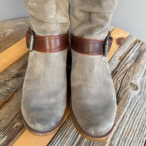 Sofft water proof gray suede slouchy boots - low heel - side zip - round toe - 9 - Picture 6 of 10